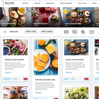 Pluto Clean Personal WordPress Masonry Blog Theme