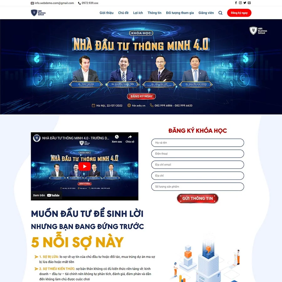 Theme WordPress khóa học đầu tư