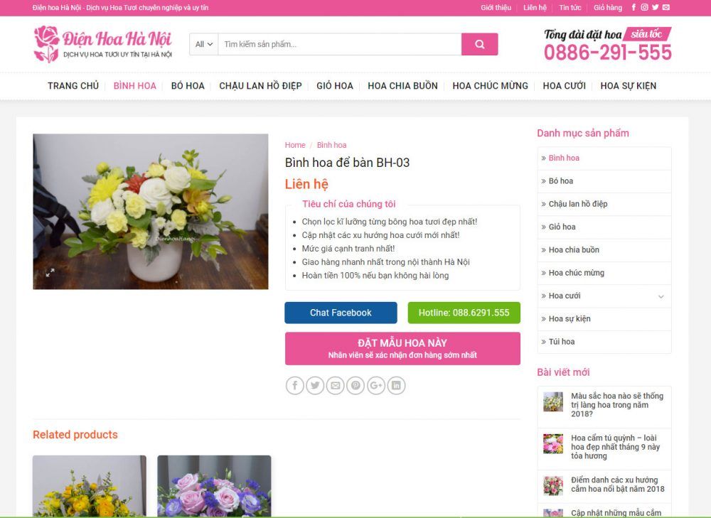 Chọn cho mình mẫu giao diện web bán hoa tươi đẹp