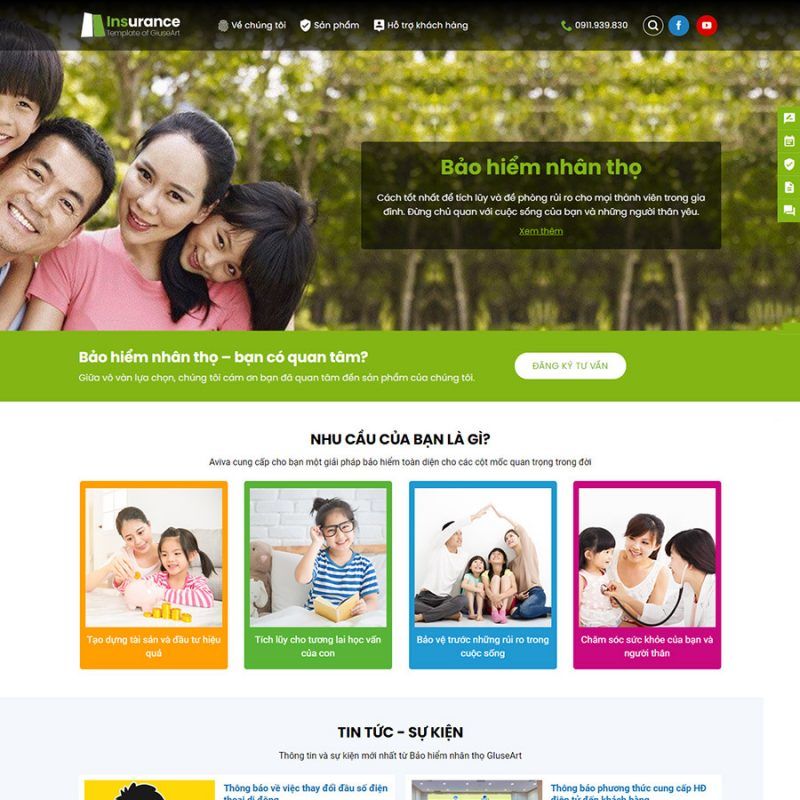 theme wordpress giới thiệu công ty bảo hiểm