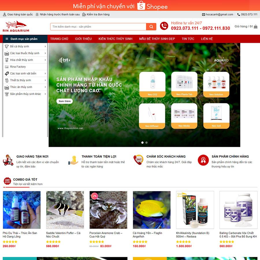 Theme wordpress bán đồ thủy sinh 01
