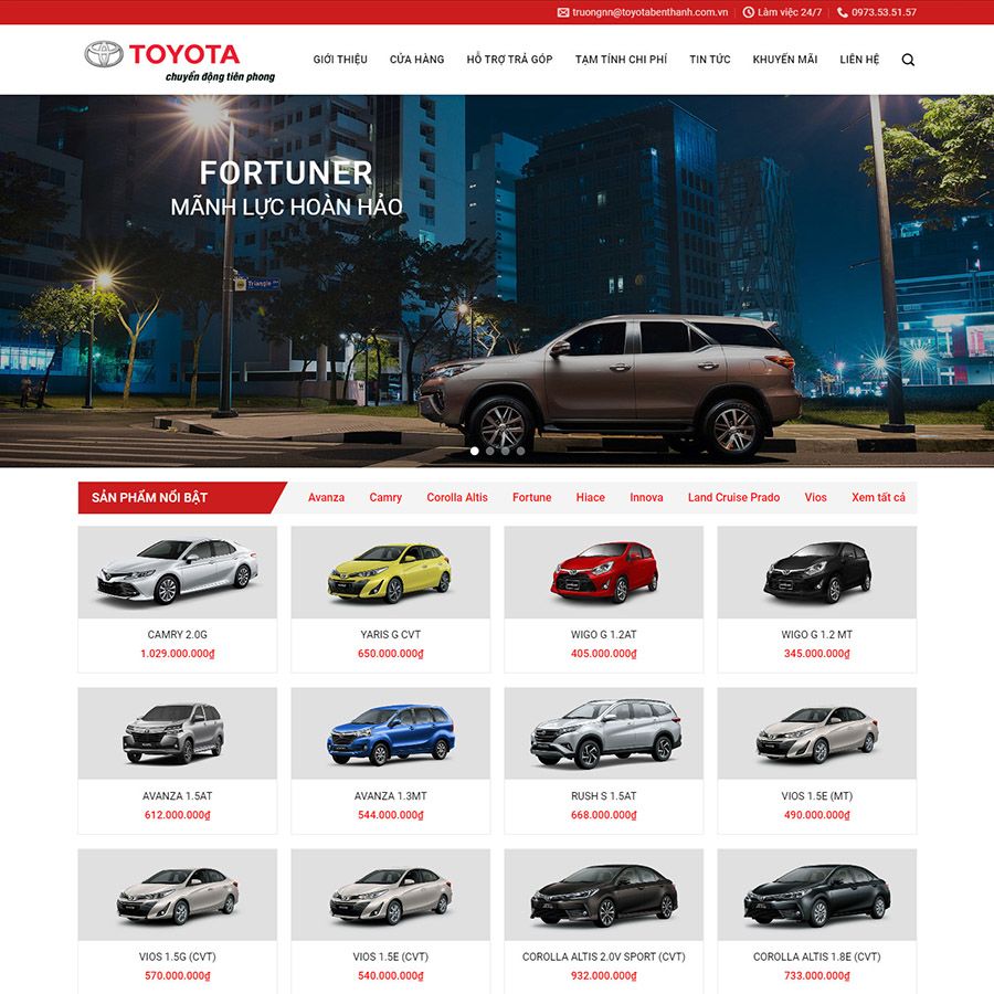 Theme wordpress bán ô tô đẹp &#8211; Mẫu Toyota 01