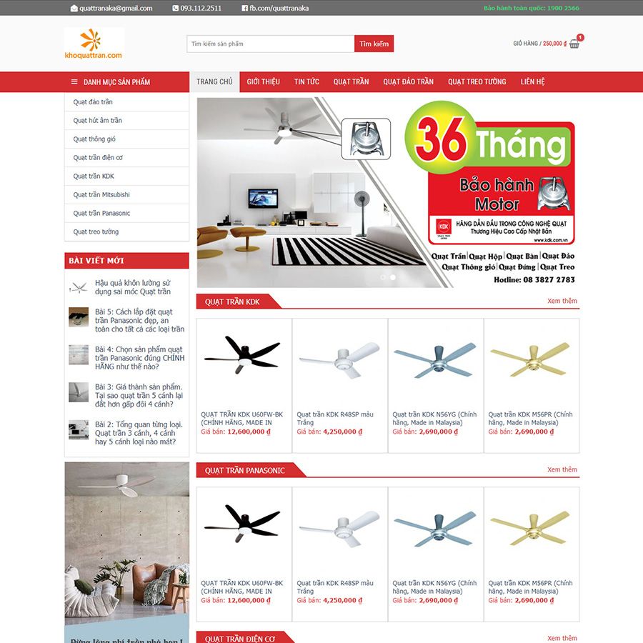 Theme wordpress Flatsome bán quạt trần