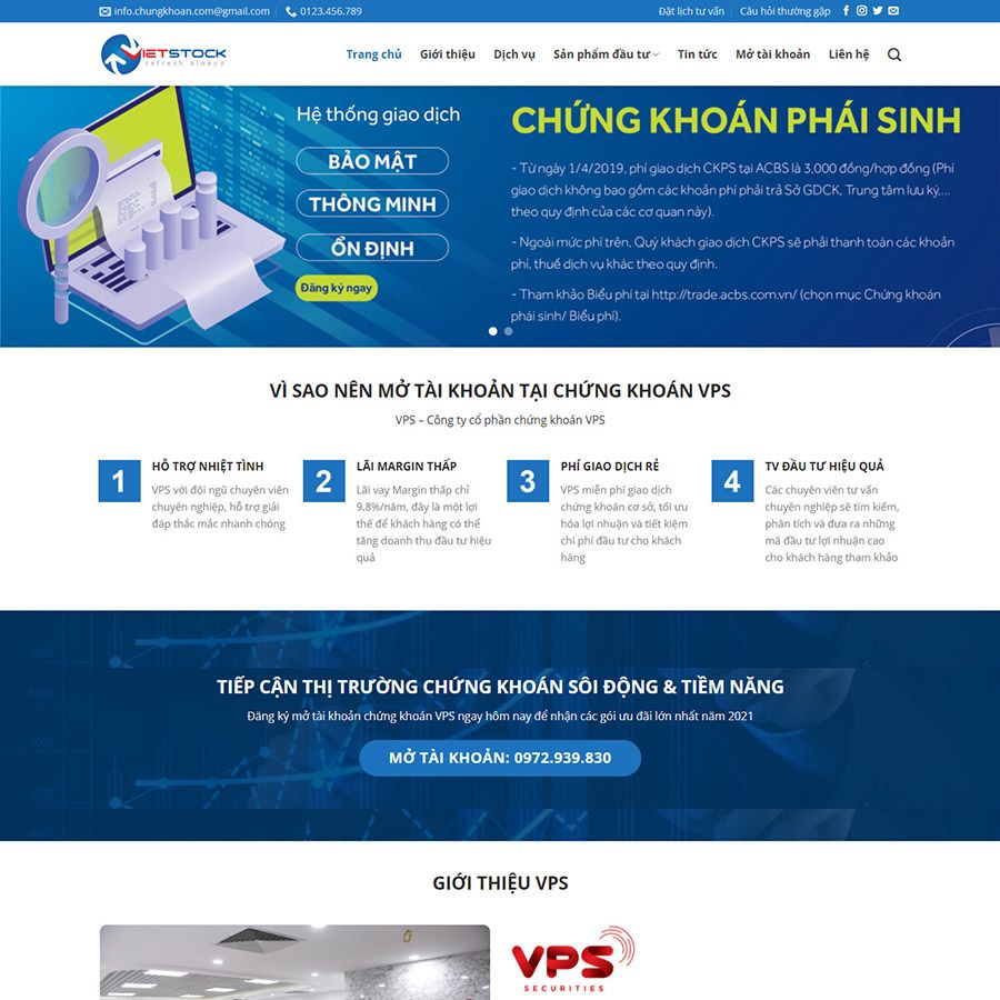 Theme wordpress giới thiệu công ty chứng khoán