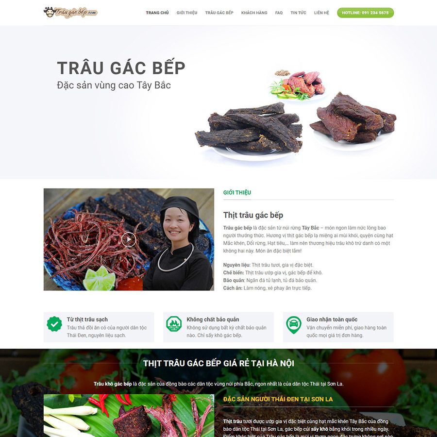 Theme wordpress landing page bán thịt trâu