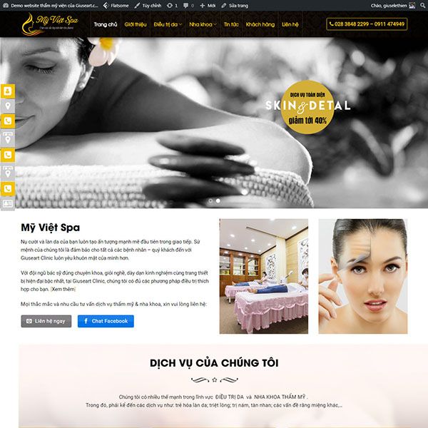 Theme wordpress trung tâm Spa