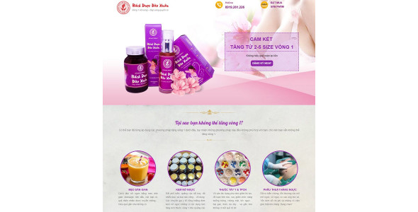 Mẫu Landing Page đẹp về kem nở ngực