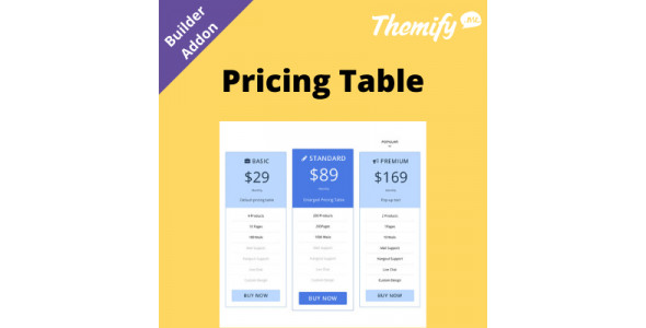 Themify Builder Pricing Table Addon